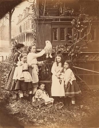 EAKINS, THOMAS (1844-1916) attributed to The Crowell children and friends with an owl * The Crowell children at St. Peters Village.